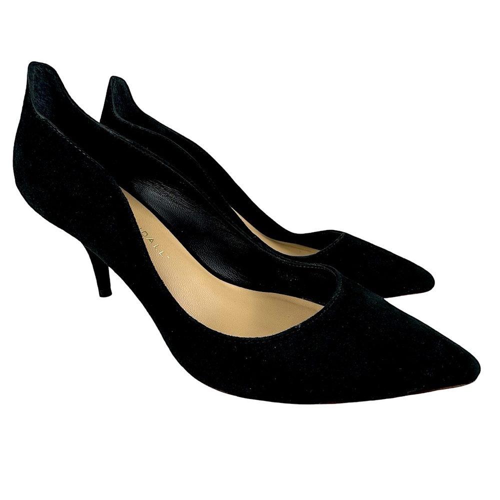Loeffler Randall Black Suede Leather kitty Heeled Pumps